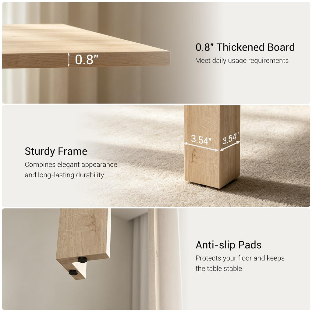 31.5"-63" Square Extendable Folding Dining Table, Natural MDF Wood