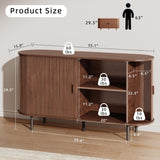 Buffet Sideboard Cabinet with Storage, 55" Fluted Cabinet with Sliding Door & Adjustable Shelf