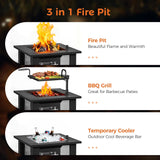 Fire Pit with BBQ, Outdoor Fire Pit for Wood Burning, Patio Firepits for Outside with Grill