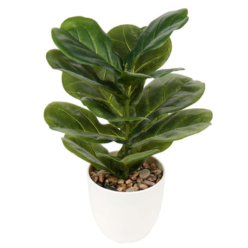 18 Inch Artificial Plants Realistic Fake Fiddle Leaf Fig Plant Faux Ficus Lyrata Plant Potted Fake Plant in White Pot