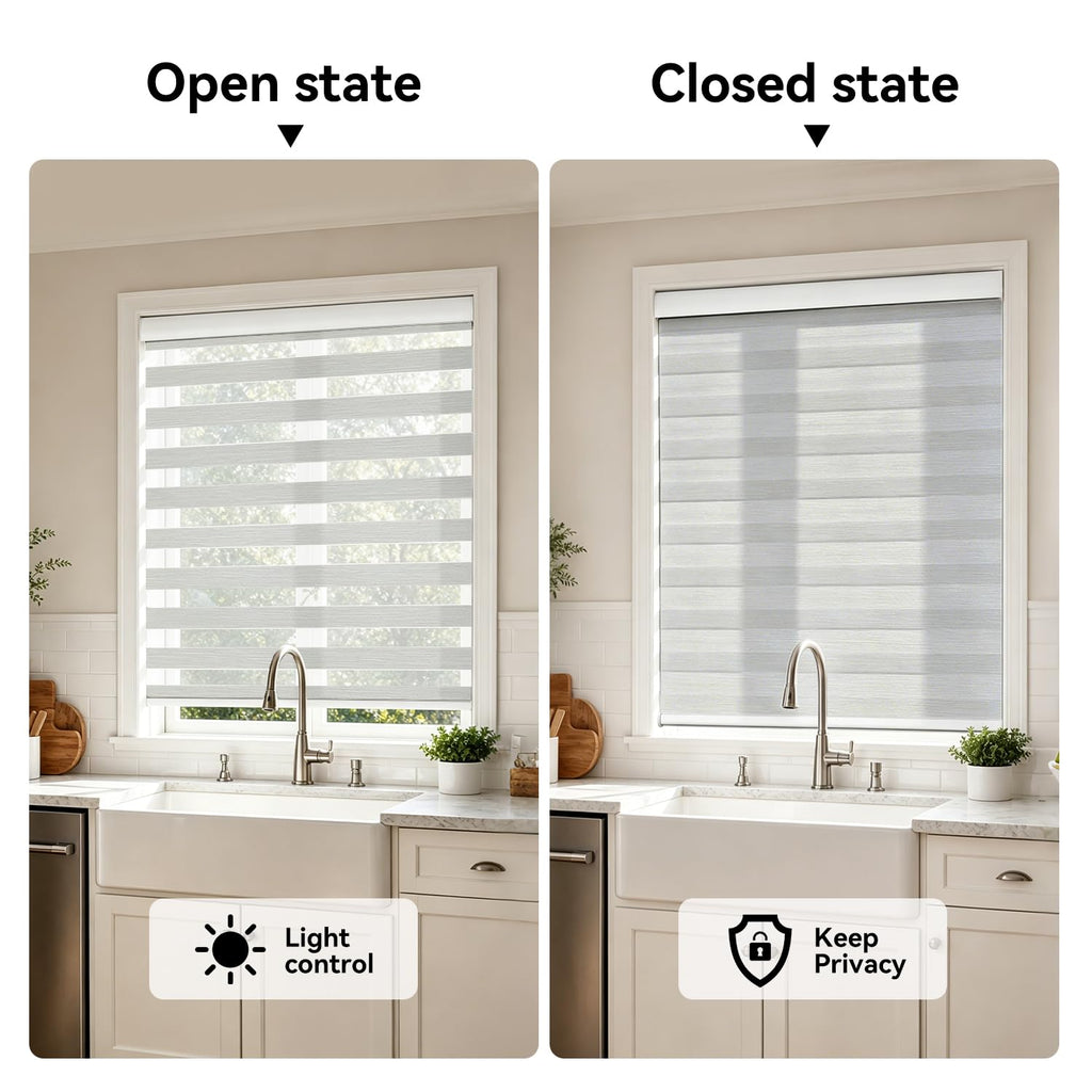 Smart Motorized Zebra Blinds with Remote, Light Filtering Shades