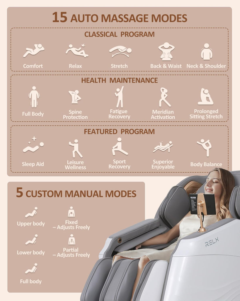 2026 Massage Chair Full Body, Body Scan, Zero Gravity Recliner, White | 20-Mode Shiatsu Massage Chair with SL-Track