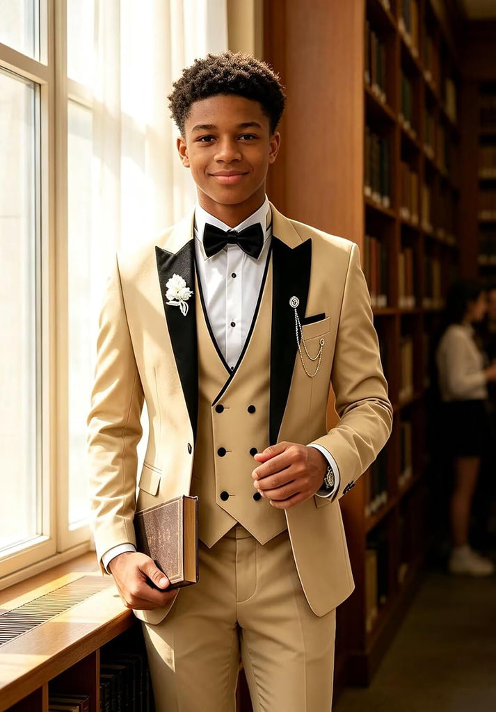Kids Tuxedo Suits for Boys Slim Fit Wedding Prom Outfit Teen Dresswear Set