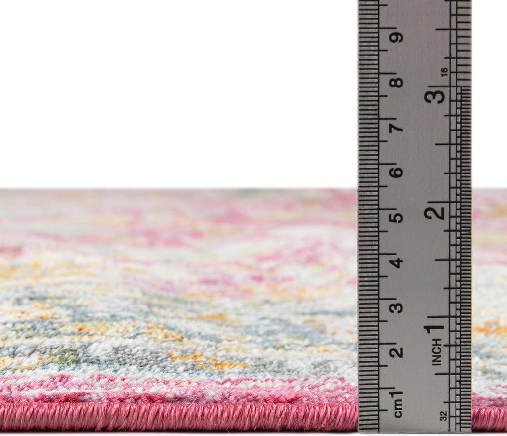 Paragon Rug - 5' Oval Pink Easy-Clean Rug - Vintage Floral Design s, Bedrooms, and Entryways