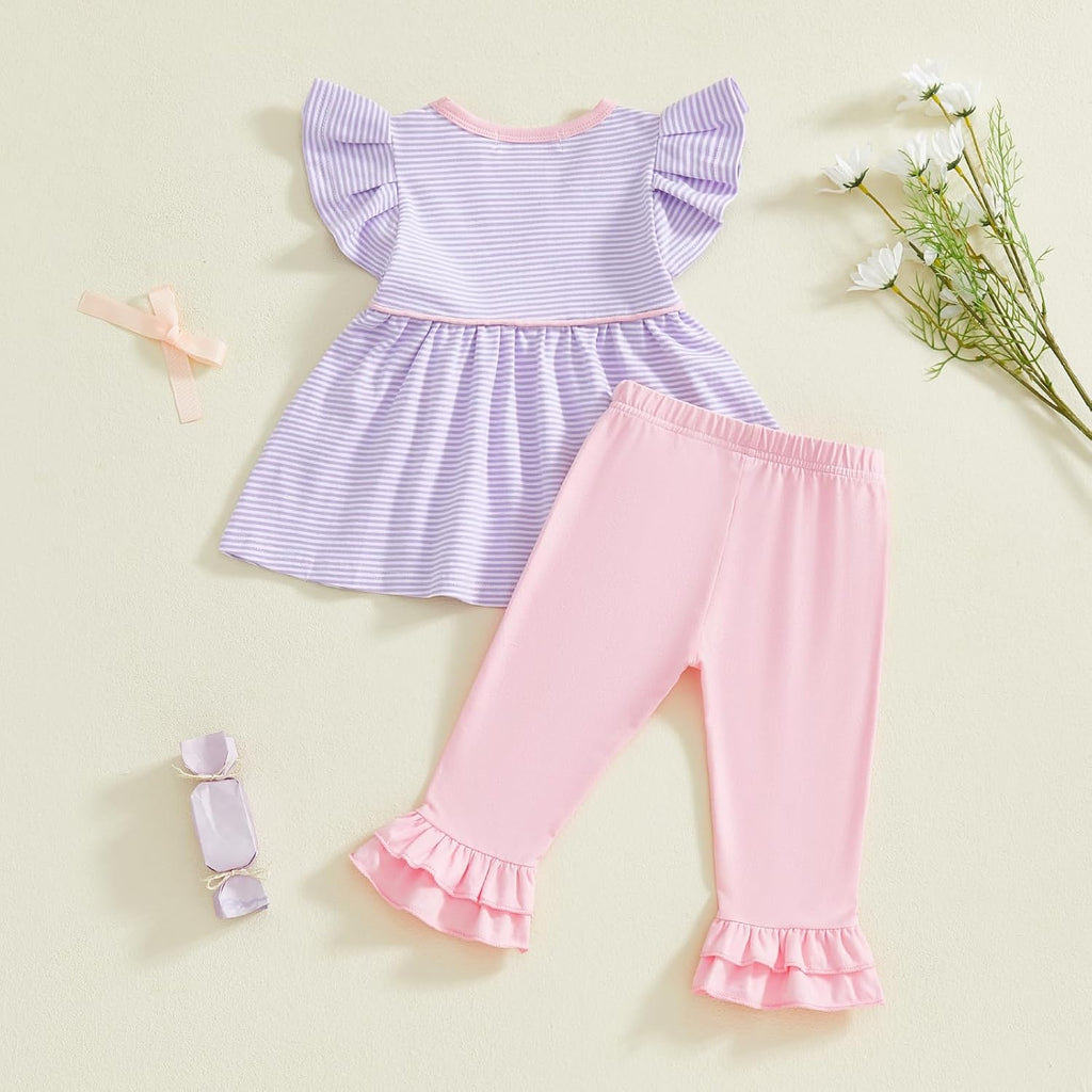 Toddler Baby Girl Clothes Sleeveless Shirts Tunic Top and Ruffle Pants Set 2 Piece Spring Summer Outfits