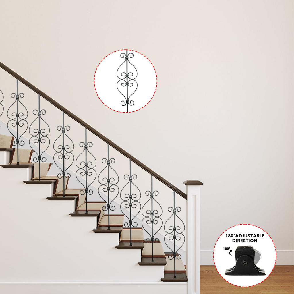 Balusters for Staircase Interior - Stair Railing Spindles, Iron Balusters Banister, Hollow Square, 1/2inch x 44inch