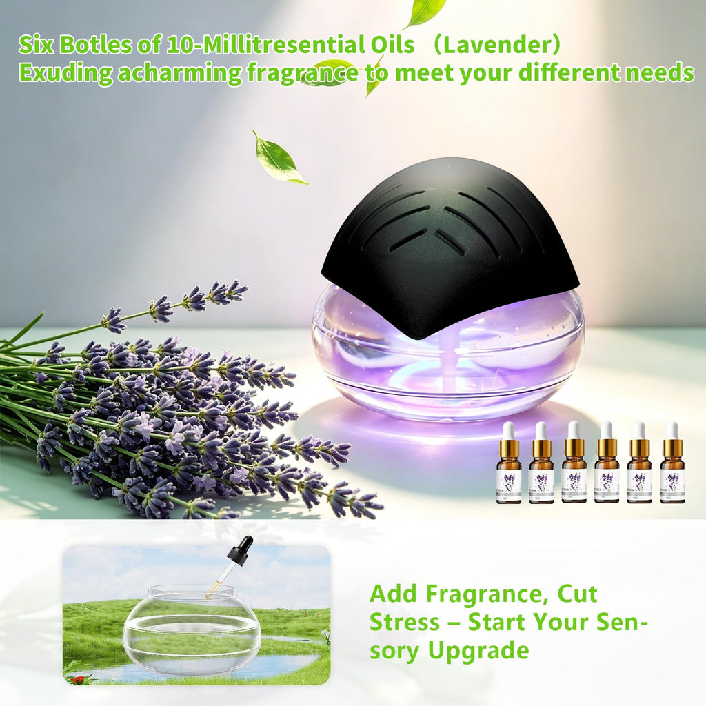 Water Filter Air Washer, Air Cleaner Water Air Purifier with 6x10ml Essential Oil Diffuser & Humidifier, Rainbow Air