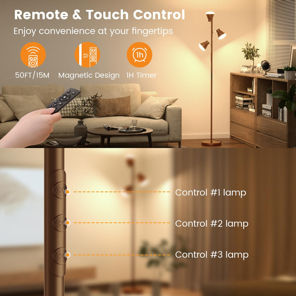 36W LED Tree Floor Lamp with Remote Bedroom