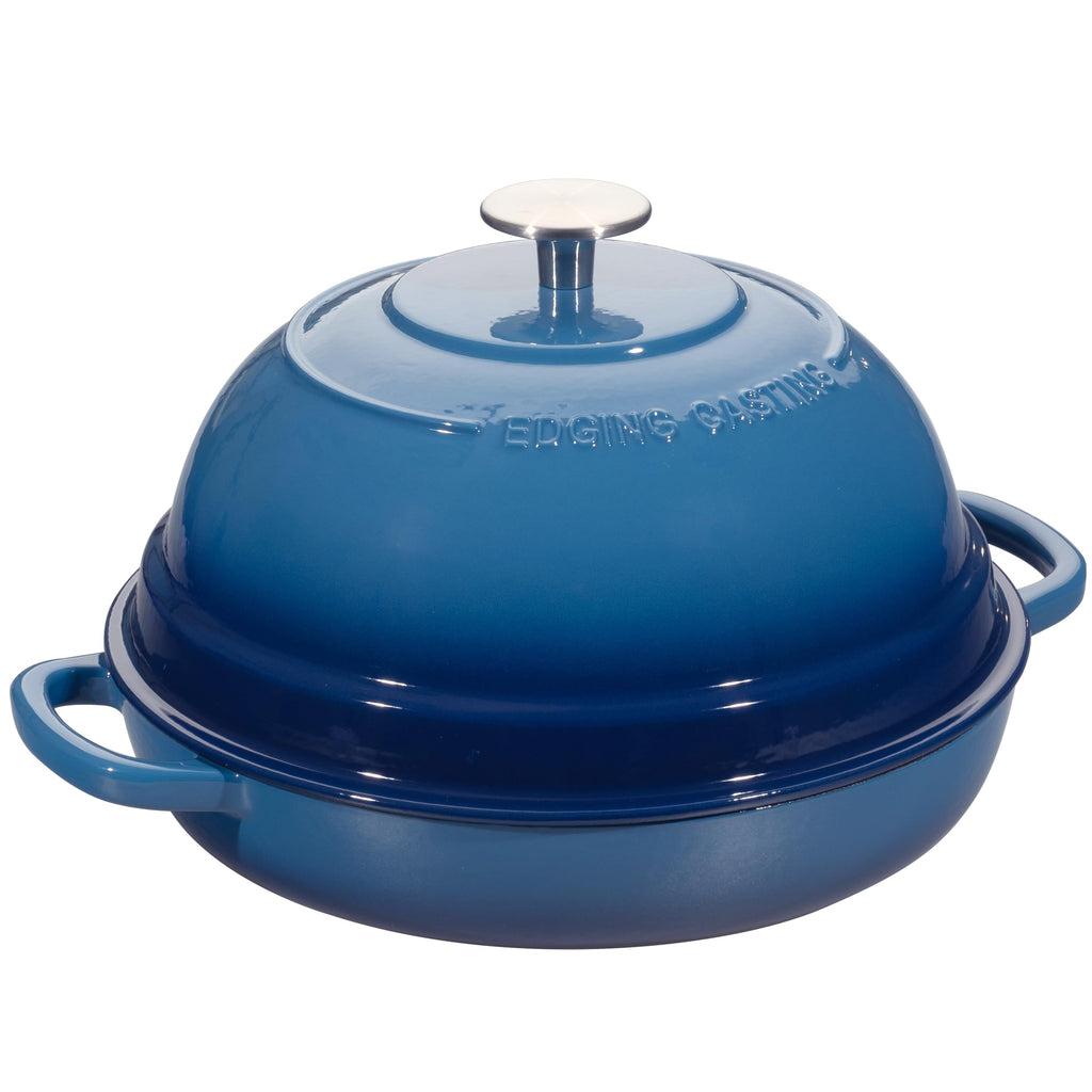 Enameled Cast Iron Dutch Oven Pot with Lid, Round Bread Oven made Sourdough Bread Baking, 6 Quart, Lake Blue