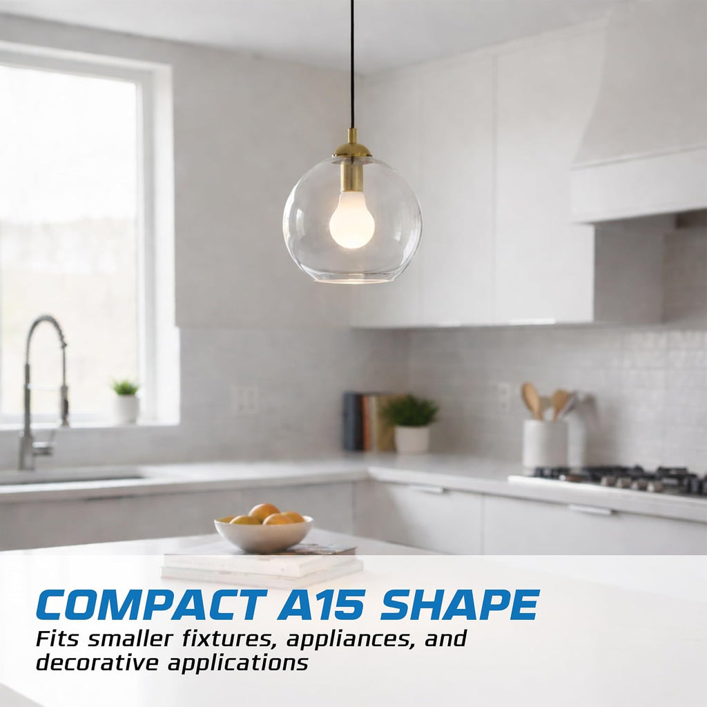 A15 Shatterproof Incandescent Bulbs 40 Watt (8-Pack) 40W Appliance Light Bulbs, E26 Medium Base, Frosted, Shatter