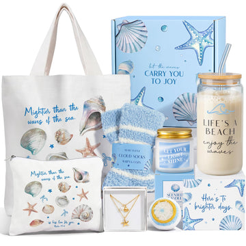 Gifts for Women, 8pcs Ocean Happy Birthday Gifts for Women, Christmas Ideas Inspirational Get Well Soon Gift Baskets