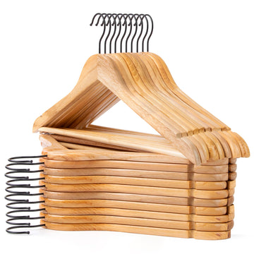 Wooden Hangers 20 Pack, Natural Wood Suit Hangers with Non Slip Shoulder Grooves, Clothes Hangers for Coats, Shirts