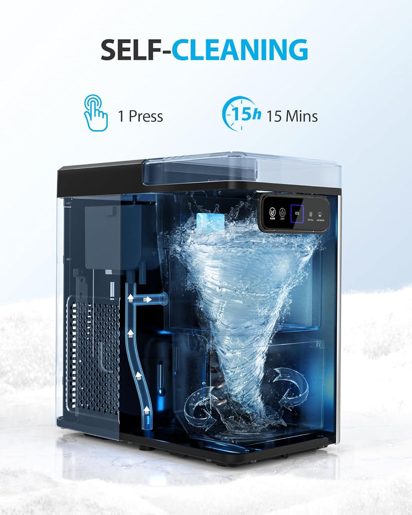 Nugget Ice Maker 40Lbs/24H, Countertop Soft Chewable Ice Pebble Ice Machine, One-Click Operation, Auto Self-Cleaning