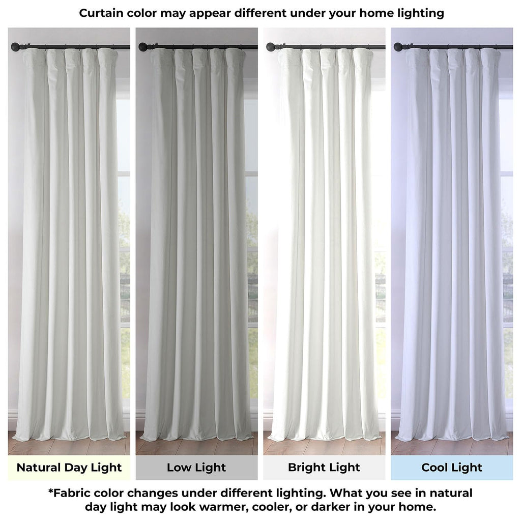 Heritage Plush Velvet Curtains 108 Inches Long Room Darkening Curtains 100W x 108L, (1 Panel), Pillow White