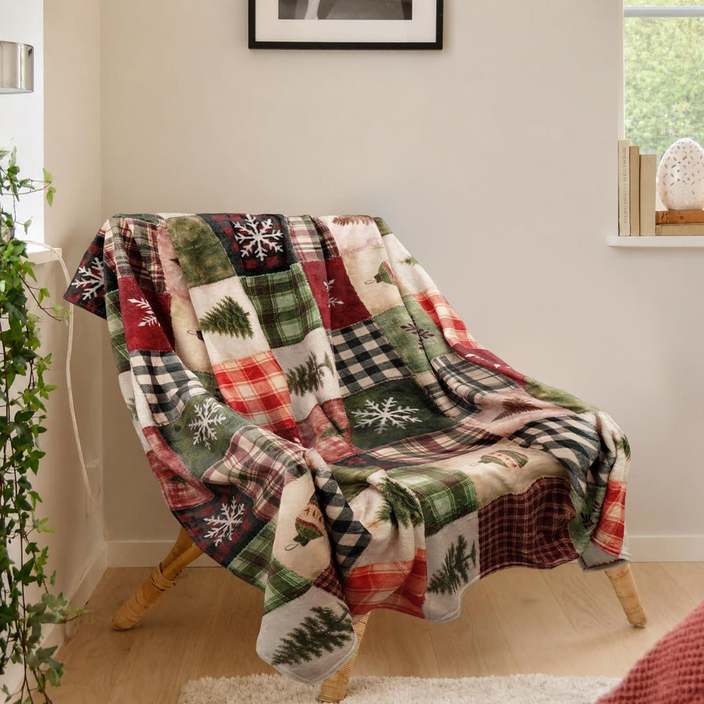Christmas Plaid Throw Blanket for Couch Sofa Bedroom and Living Room