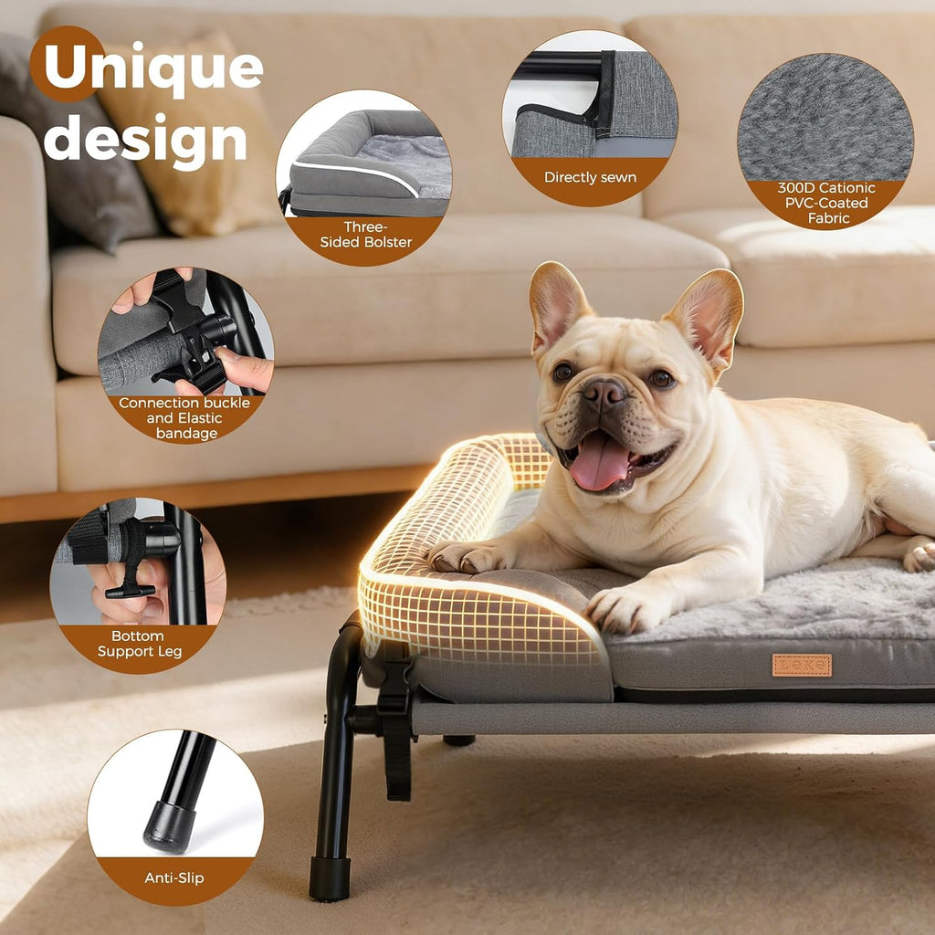 Outdoor Elevated Dog Beds for Small Dogs, Portable Indoor & Outdoor Cooling Raised Cot Pet Hammock Bed