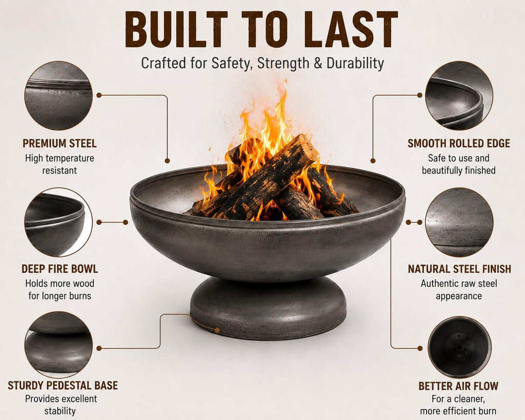 Liberty 36" Wood Burning Fire Pit Carbon Steel Outdoor Bowls
