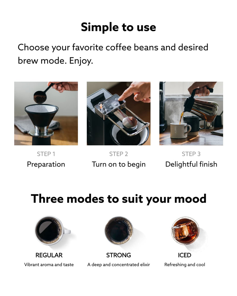 The Brew | Automatic Pour Over Coffee Maker | Clear Brewing Method | Precise Temperature Regulation | Three Brewing