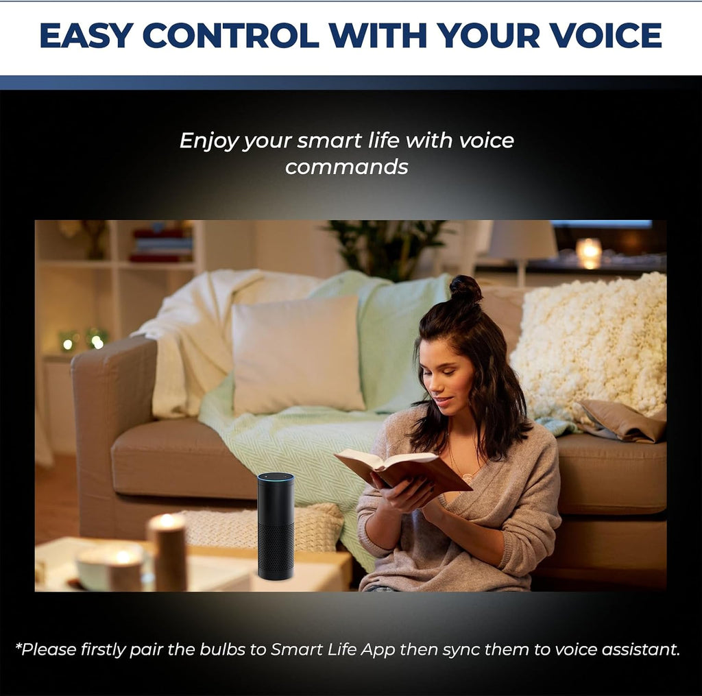 E12 Smart Light Bulb Compatible with Alexa/Google Home, 6PCS