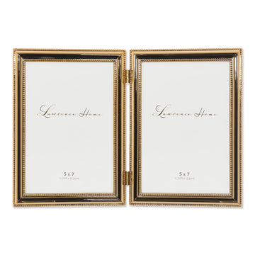 Classic Double Beaded Metal Picture Frame 5x7 Double Gold
