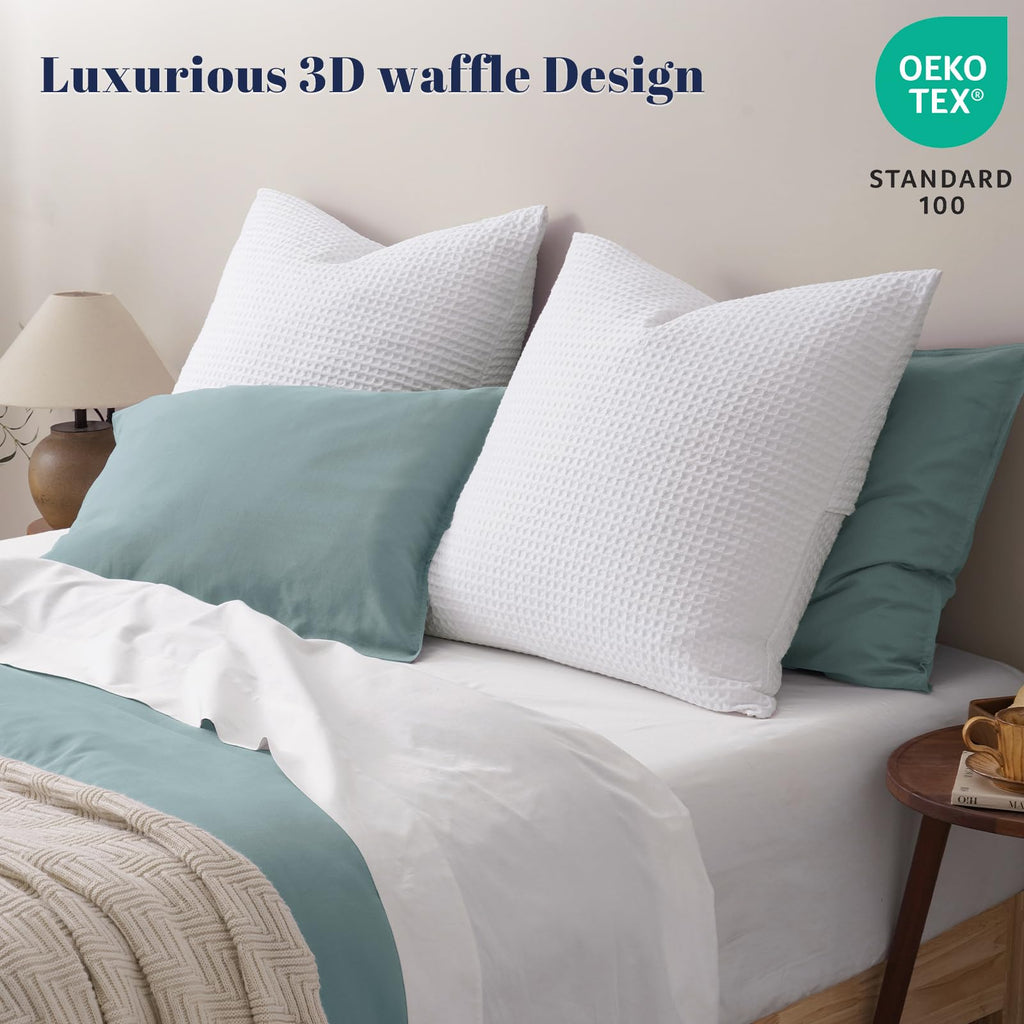 Ultra Soft Waffle Weave Euro Shams 26" x 26", White, No Insert
