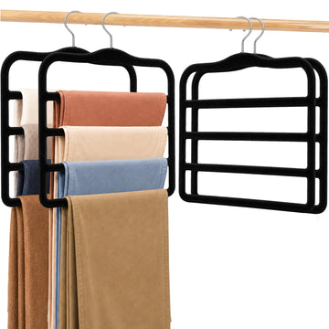 Velvet Pants Hangers Space Saving, Multi-Tier Closet Organizers for Jeans Trousers Skirts Scarves, Non-Slip Vertical