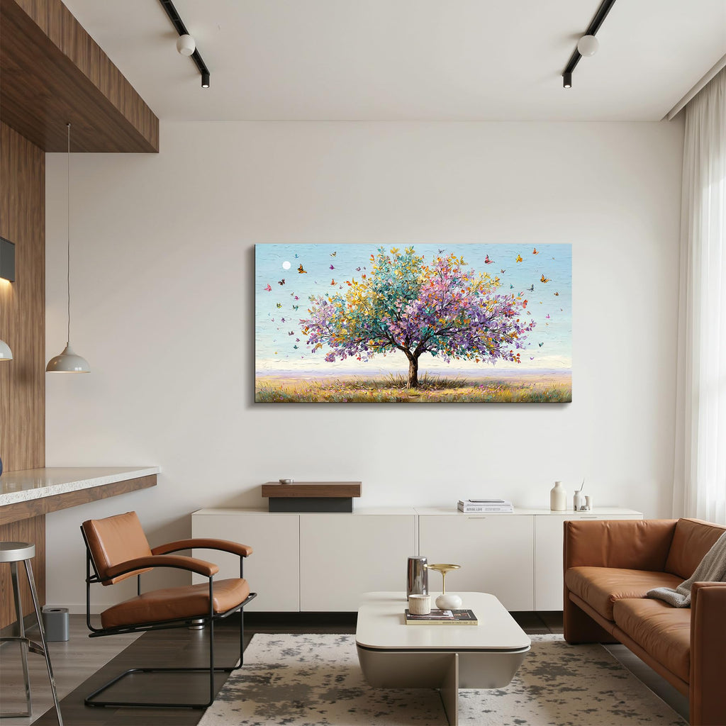 Butterfly Tree of Life Wall Art, Landscape Art Prints 20"x40"