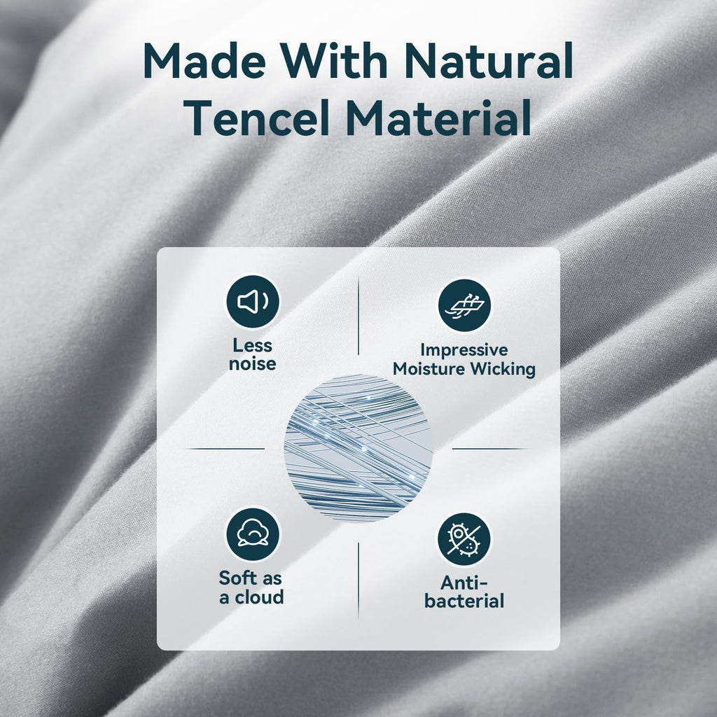 Queen Down Comforter, Luxurious All-Season Duvet Insert with noiseless Skin-Friendly Tencel Blend Co