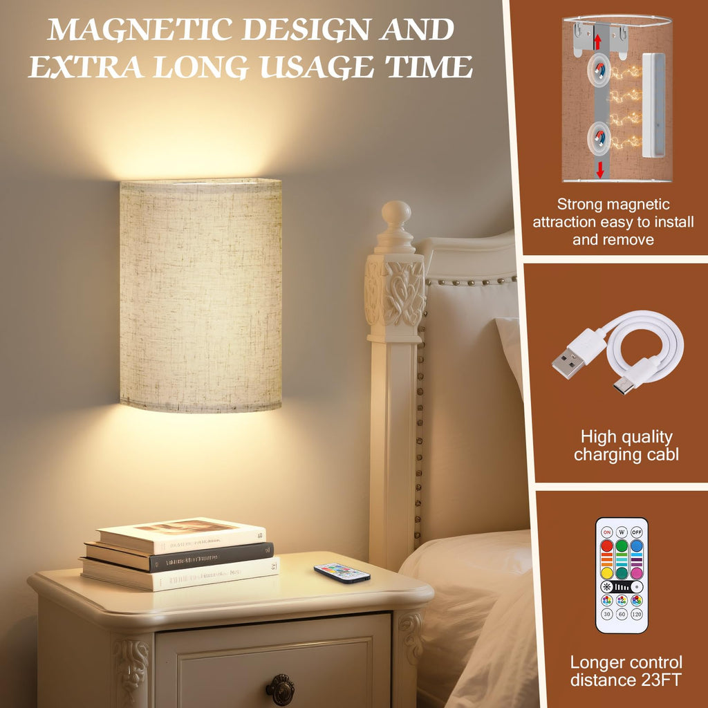 Battery Operated Wall Sconce Wireless Wall Sconces Set of Two