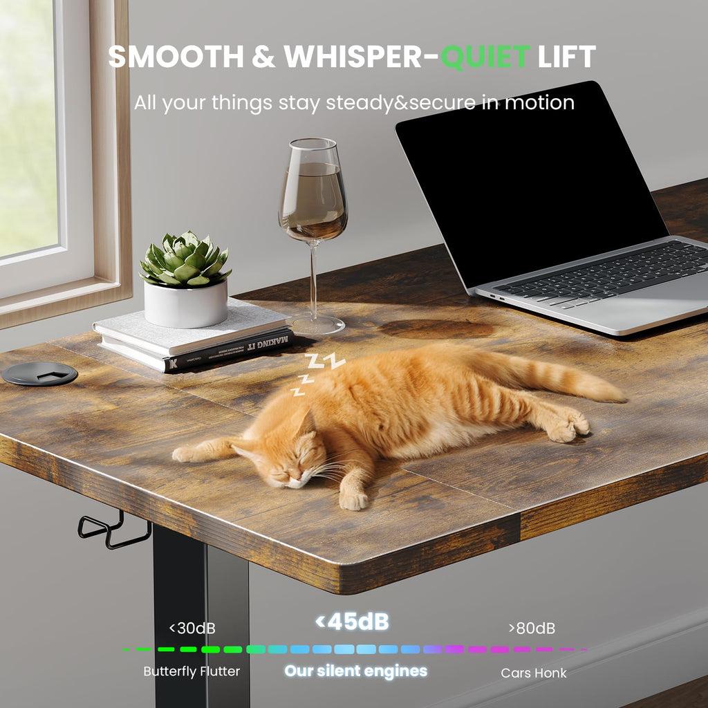 Electric Standing Desk Adjustable - 48 x 24 Inch Sit Stand up Desk with Cable Management - 3 Memory Preset Adjustable