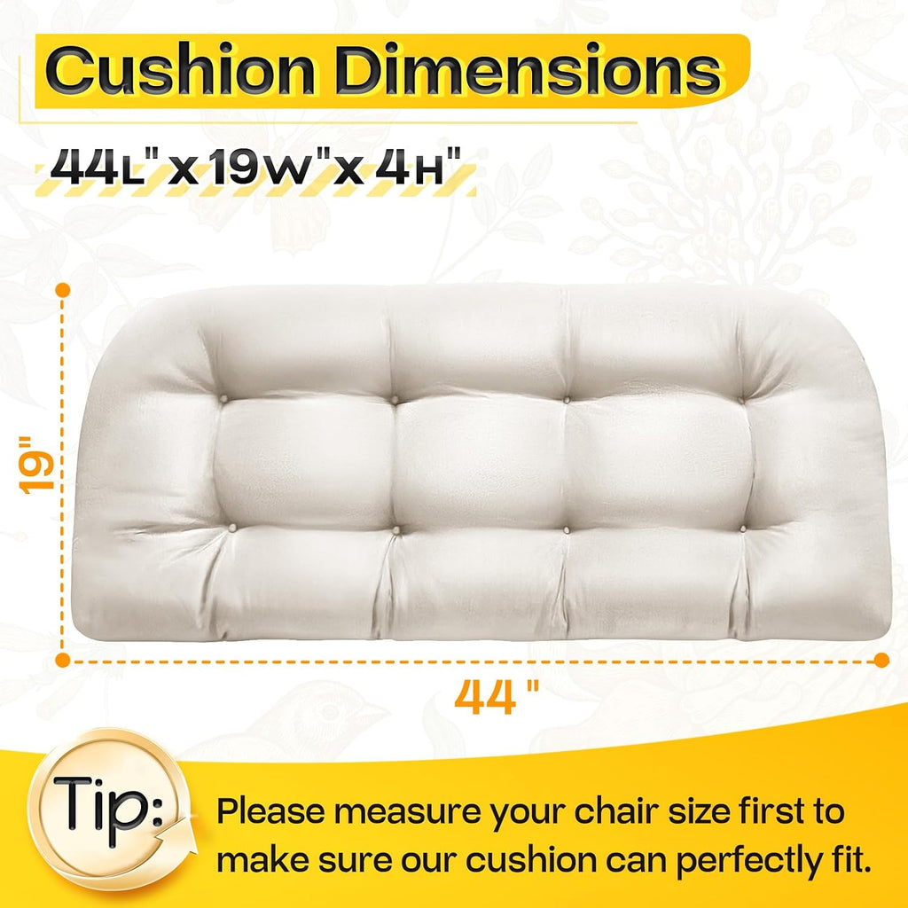 Outdoor Bench Cushion, Memory Foam Loveseat Cushion Furniture Wicker Chair, Settee Porch Swing Seat Cushion, 44 x 19