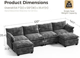 KKL 120" Modular Sectional Sofa for Living Room, U-Shaped 6 Seater Convertible L-Shaped Cloud Couch with Ottoman