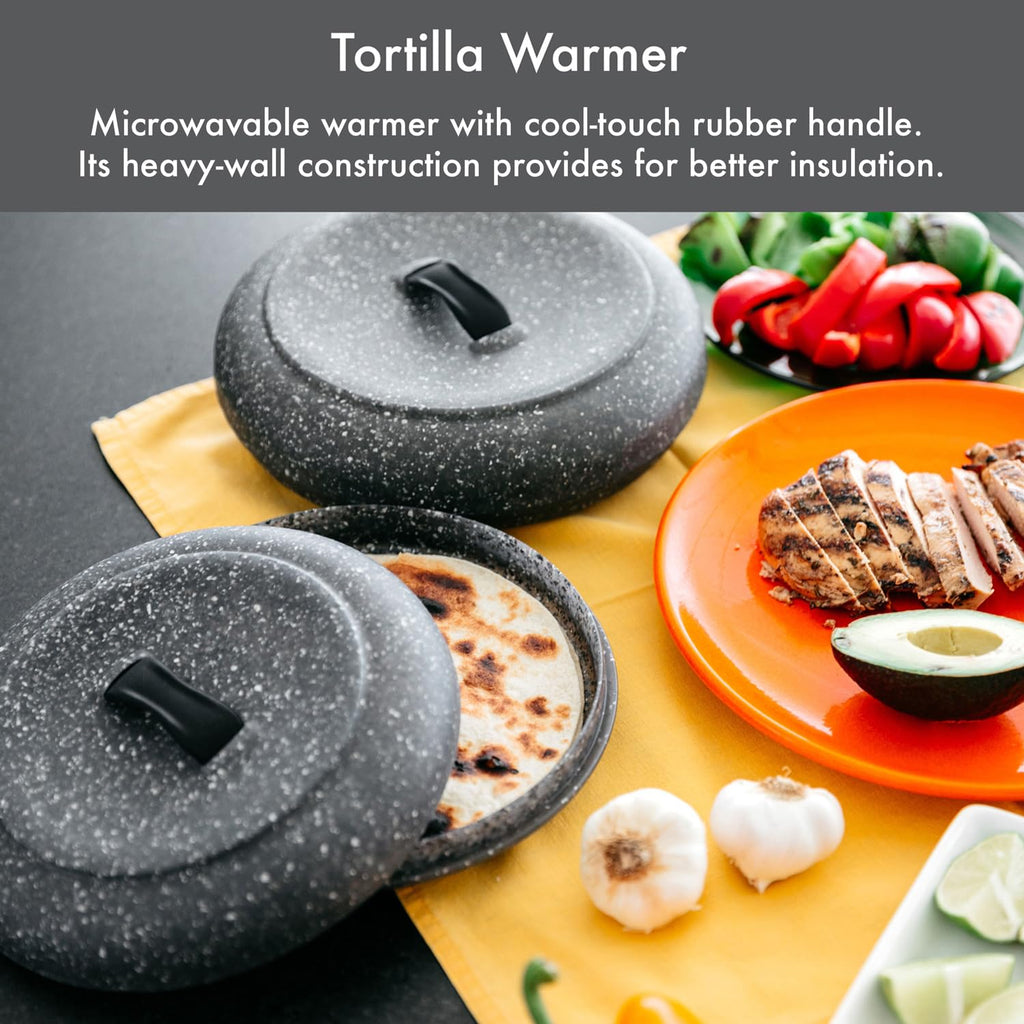 Tortilla Warmer XL 9.5 Inches, Microwavable Tortilla Warmer, Oat Granite Color, Perfect for Warming Tortillas, Bread