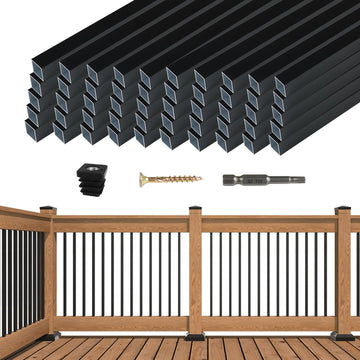 50 Pack 26" Black Aluminum Square Deck Balusters WT12