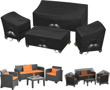 Patio Furniture Covers, Upgraded 420D Heavy Duty Oxford Fabric | 4-Piece Outdoor Veranda Patio Garden Furniture