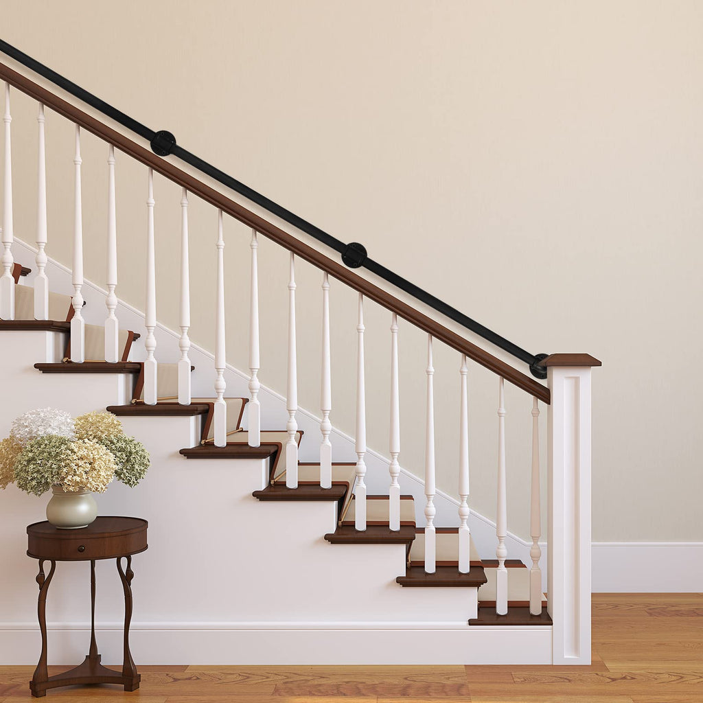 5FT Industrial Pipe Wall Handrail, Farmhouse Stairway Railing with 1-1/4 Inch Outer Diameter Pipe, Vintage Style