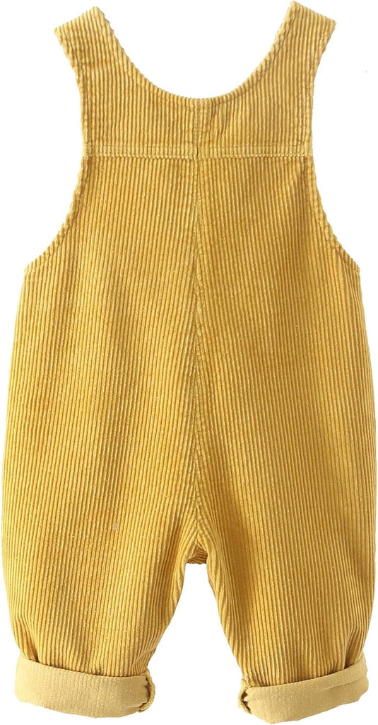 Baby Boy Girl Corduroy Bib Overalls Cotton Button Suspender Overalls Plain Romper Loose Jumpsuit