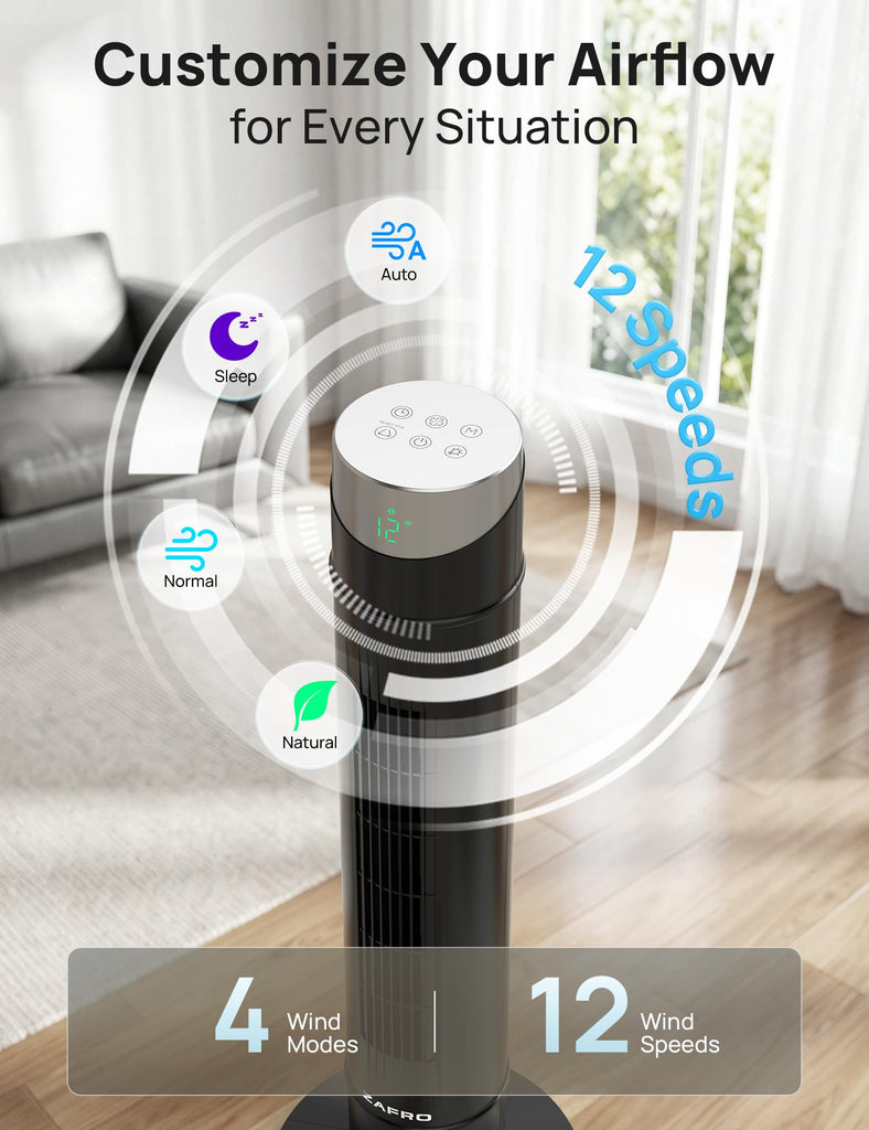 Smart Tower Fan ,Upgraded DC Motor Fans that Blow Cold Air