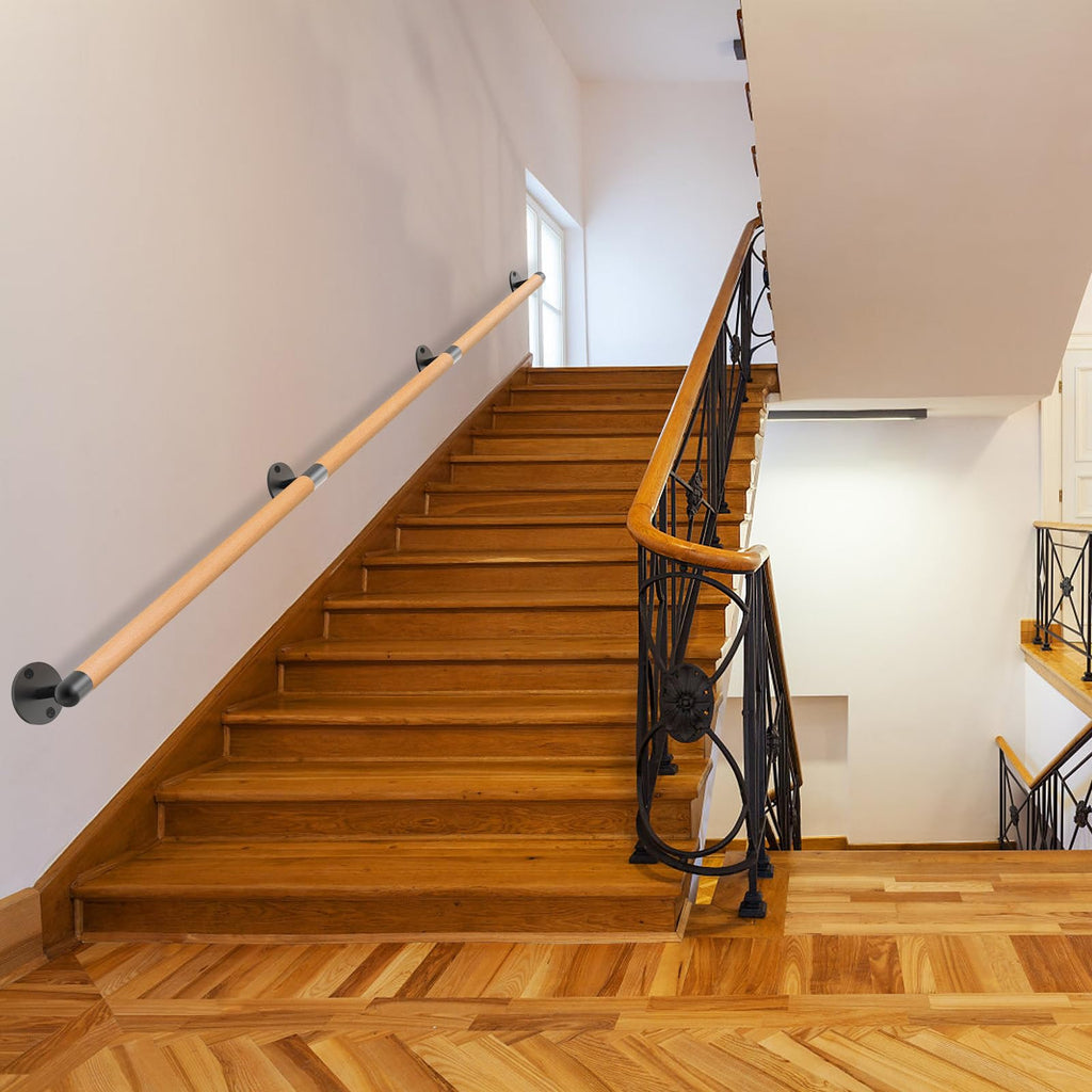 75 Inch Wood Handrail Wall Mount Handrails for Indoor Stairs