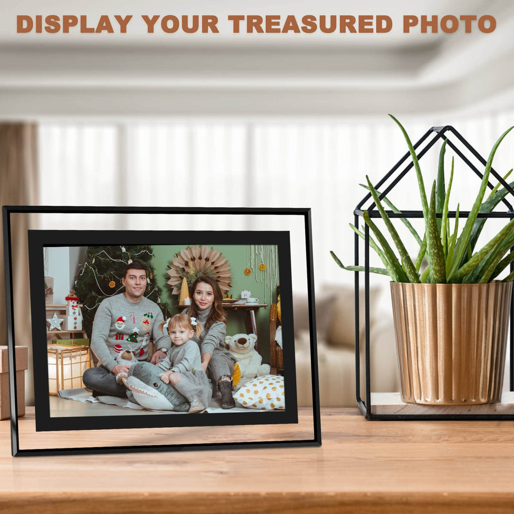 5x7 Picture Frames Set of 2, Black Glass Photo Frame, Only for Tabletop Display, Gift Picture Frame, Horizontally or