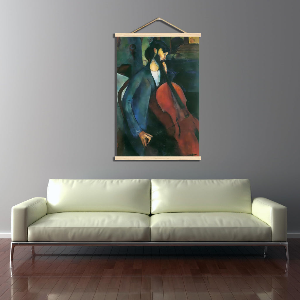 Amedeo Modigliani Canvas Wall Art The Cellist Poster Vintage Painting Print Wooden Poster Hanger Room Aesthetic Decor