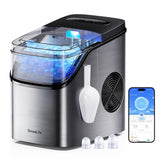 Smart Ice Maker Countertop, Portable Ice Machine with Voice Control, 9 Ice Cubes in 6 Minutes 3 Sizes, 26lbs/24Hrs