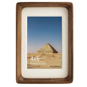 Natural Wood Photo Frames Inspired Tabletop Picture Frame with Mat, Vertical or Horizontal Display (Walnut, 4x6