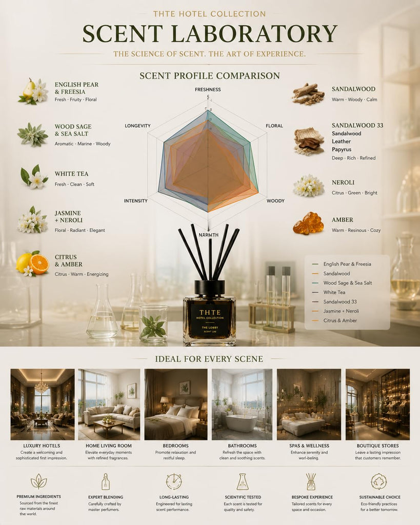 White Tea Reed Diffuser, Airy Clean Hotel-Inspired Scent with Soft Musk, Long-Lasting Home Fragrance with Black