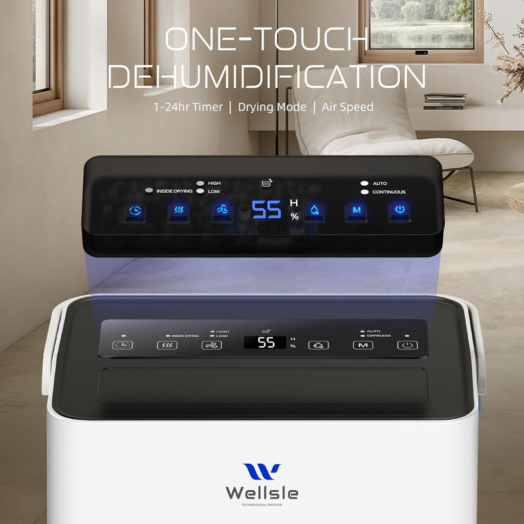 Energy Star Certified Dehumidifier for Home and Basement, Portable Dehumidifier with Drain Hose and Water Tank