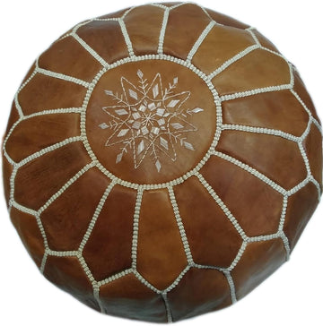 Hand Made Pouf Leather Luxury Ottomans Footstools Cover Satifaction Guarranteed Brown