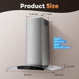 30 Inch Stainless Steel Range Hood Insert 900 CFM Baffle Filters, Convertible Ducted/Ductless