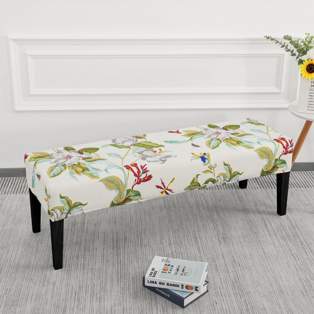 Stretch Dining Bench Cover, Removable Bench Slipcover Washable Bench Seat Protector Rectangle Bench Cover (Green