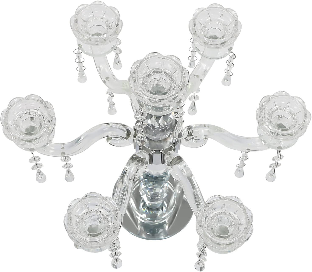 7 Arm Crystal Floor Candelabra Wedding Table Centerpieces,14 Inches Tall Candlesticks Candle Holder Stand for Dinner