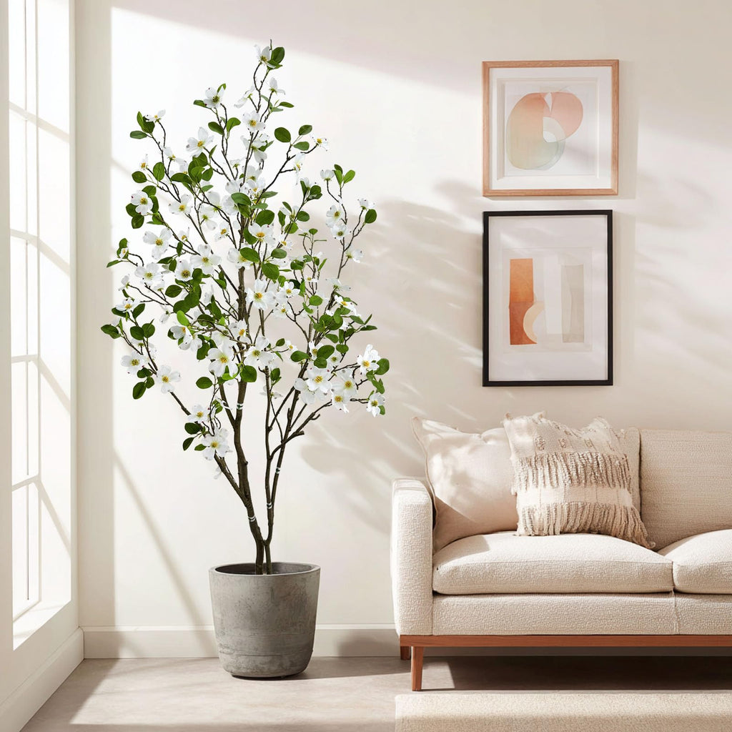 Artificial White Dogwood Flower Tree 6ft